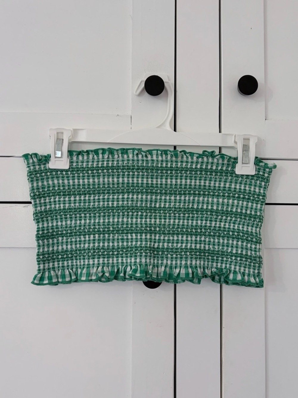 Alythea Smocked Green Gingham Tube Top Size Large